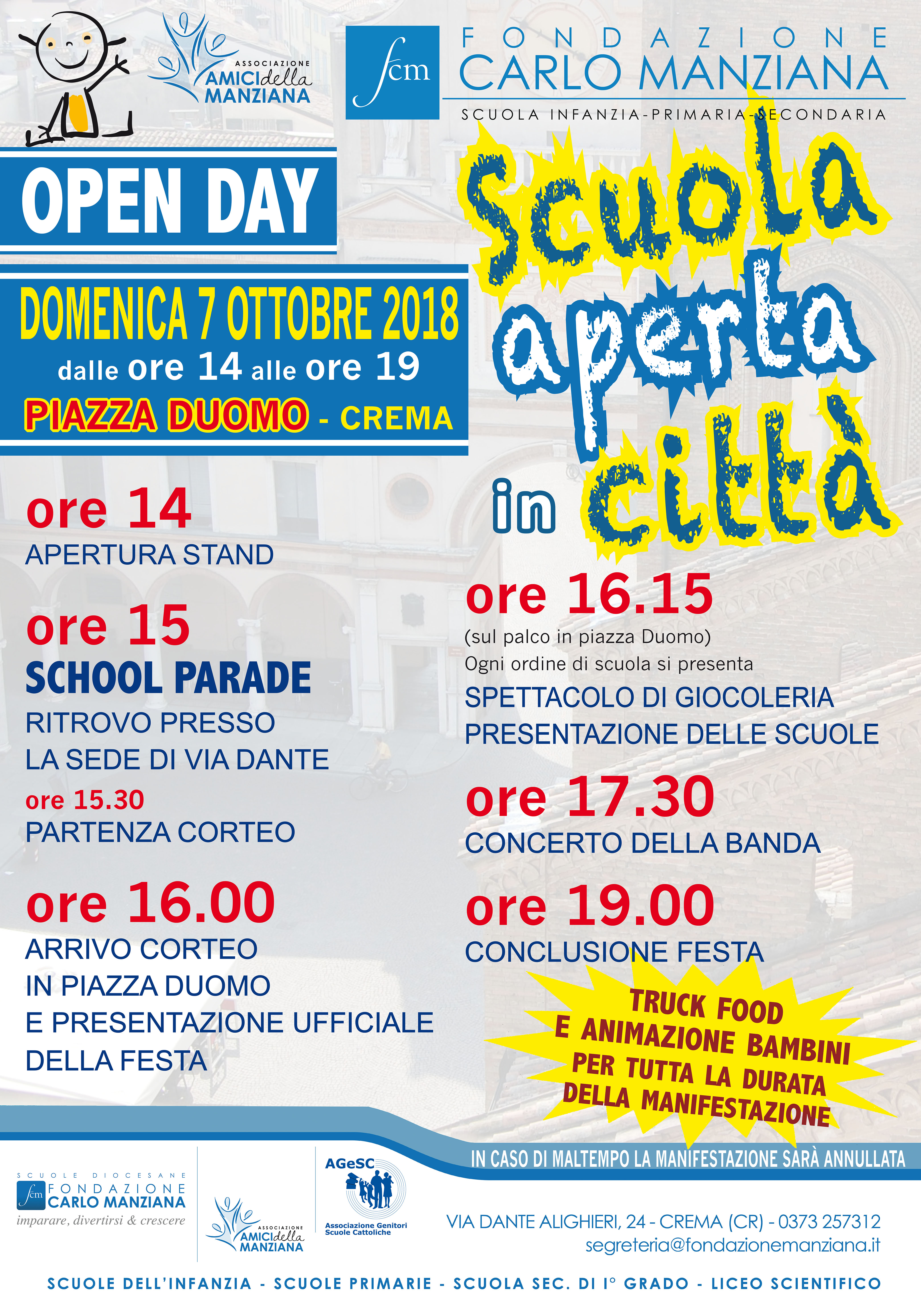 Domenica 7 Ottobre L’Open Day 2018 In Piazza Duomo